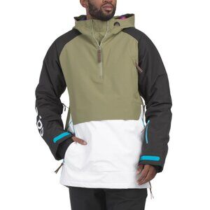 OOSC White Khaki Snow Park Over Head Ski And Snowboard Jacket